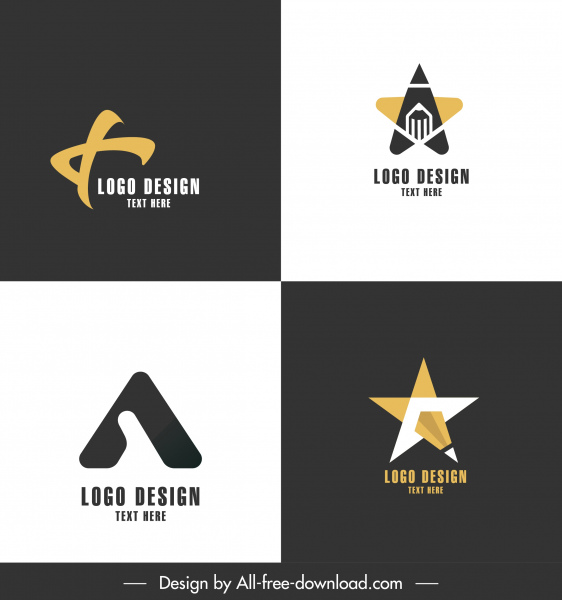 Logotypes Vorlagen flach kontrastiert es Design