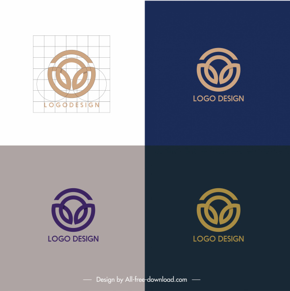 logotipos plantillas simétrica plana forma de círculo cableado