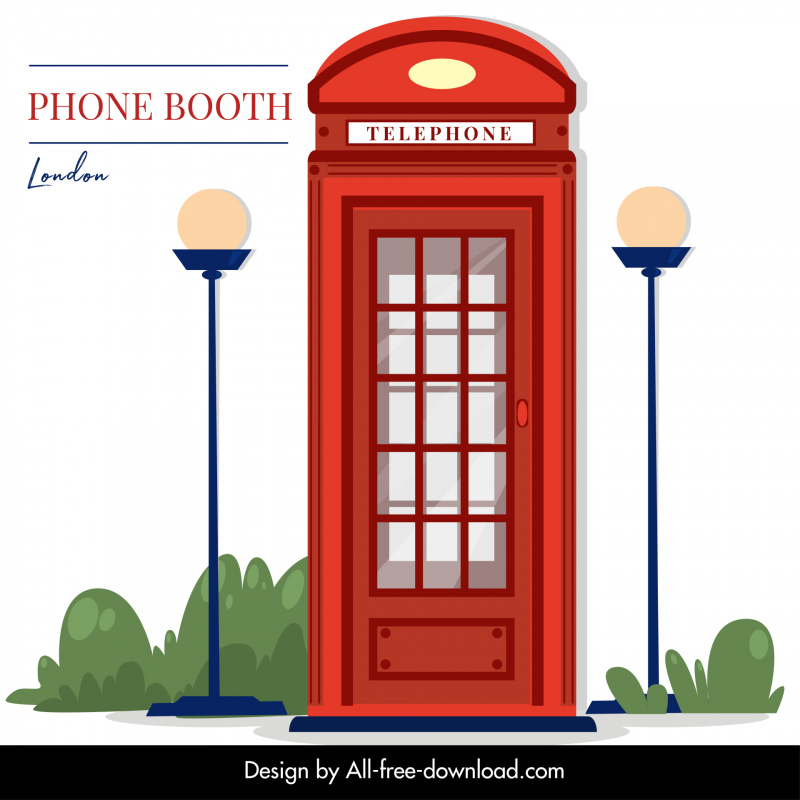 Лондон телефонная будка икона плоский эскиз