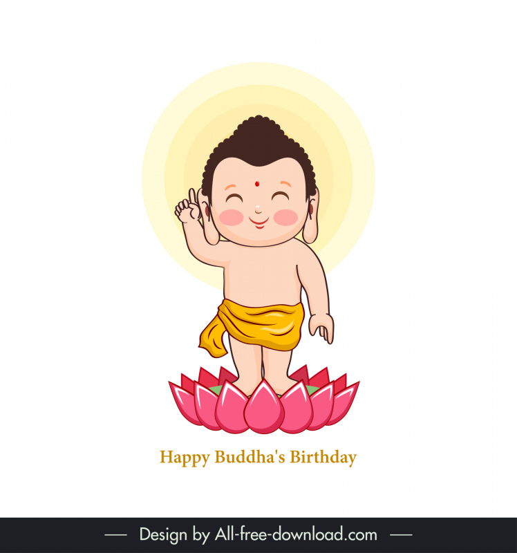 仏陀は幸せなベサクの日の概念のアイコンの子蓮のスケッチを生まれました