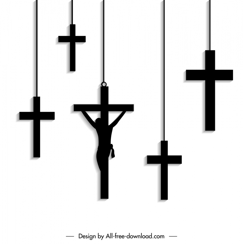  Sketsa siluet elemen desain Yang Disalibkan Tuhan Yesus Kristus