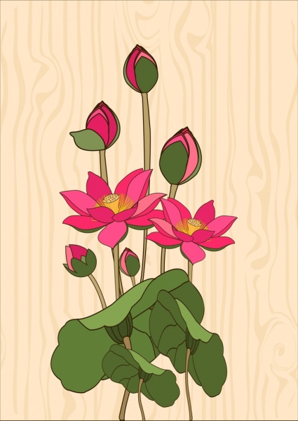 Lotus latar belakang berwarna handdrawn sketsa