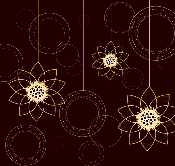 Skizzieren Sie Lotus Hintergrund hängenden Symbole