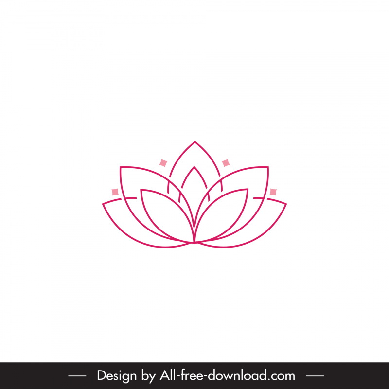 Logotipo de Lotus Flat Pink Symmetrical Outline -2