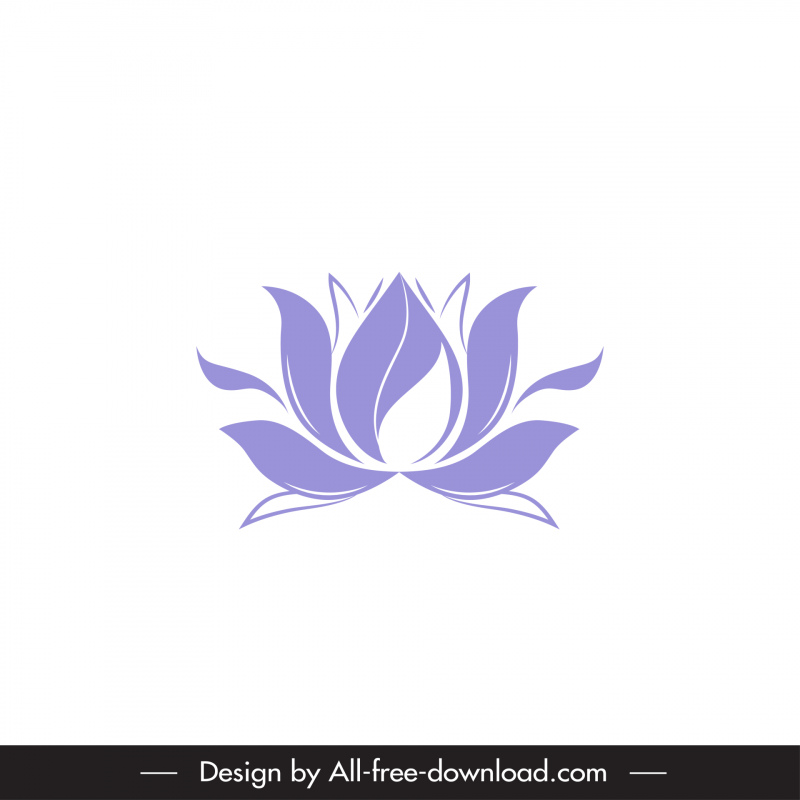 Lotus işareti simgesi düz klasik simetrik şekil taslağı