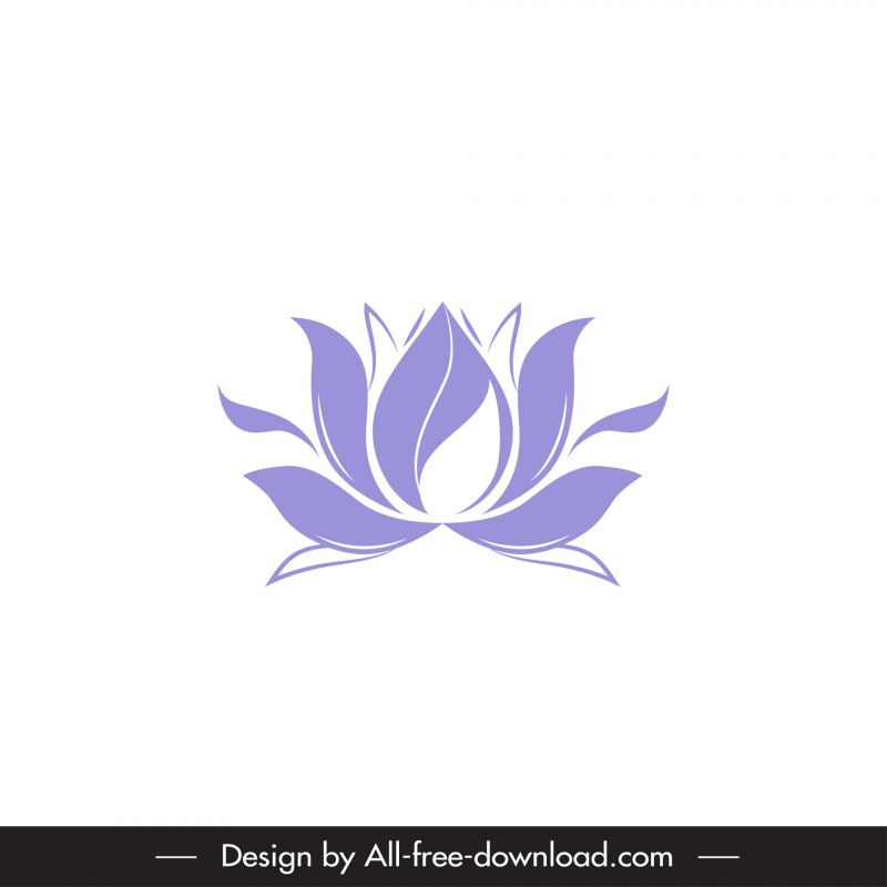 Lotus Sign Icon Flat Classical Symmetric Shape Outline