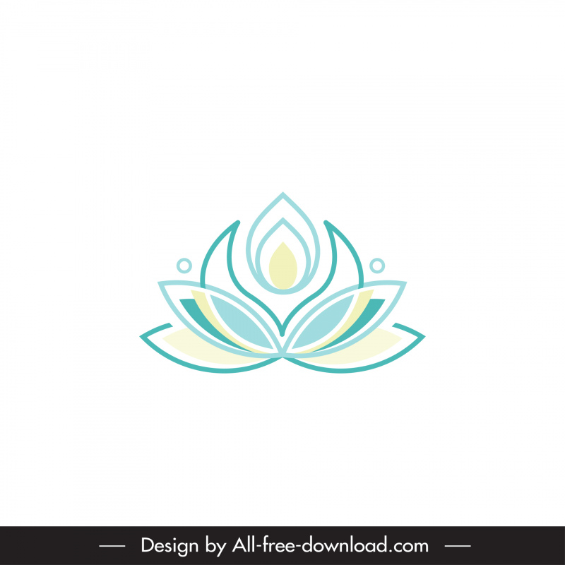 icône de signe de lotus contour symétrique plat