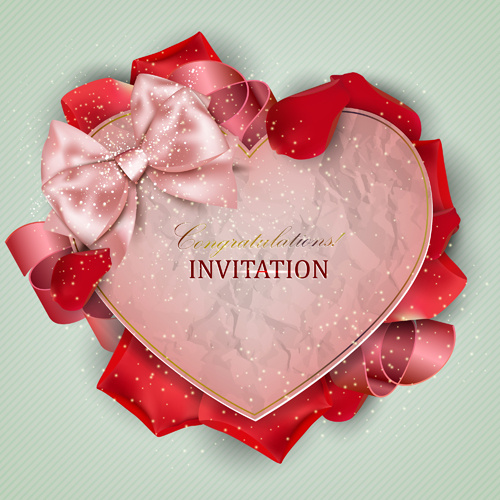 cinta dan kartu undangan romantis