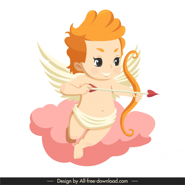 ícone anjo do amor alado menino esboço personagem de desenho animado