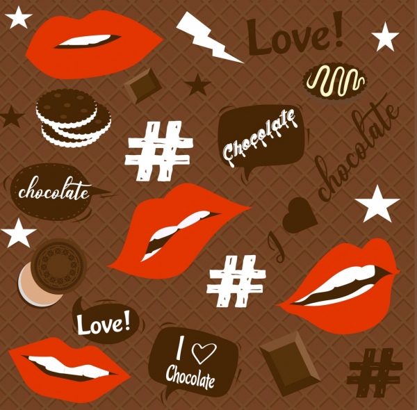 sfondo astratto cioccolato labbra segni decorazione di amore
