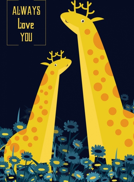 amo o projeto do fundo girafa ícones dos desenhos animados