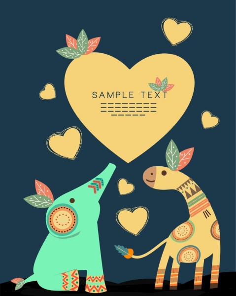 l'amour contexte tribaux icônes décor coeurs girafe éléphant