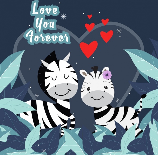 Amor background Zebra iconos lindo estilizado diseño de dibujos animados