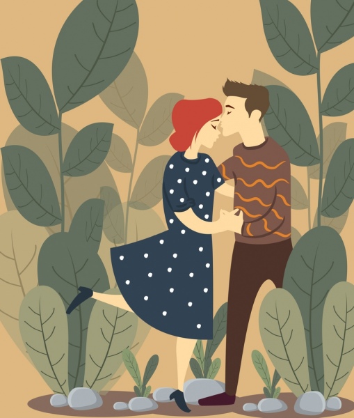 aşk çift boyama insanlar ağaç simgeleri klasik dekor