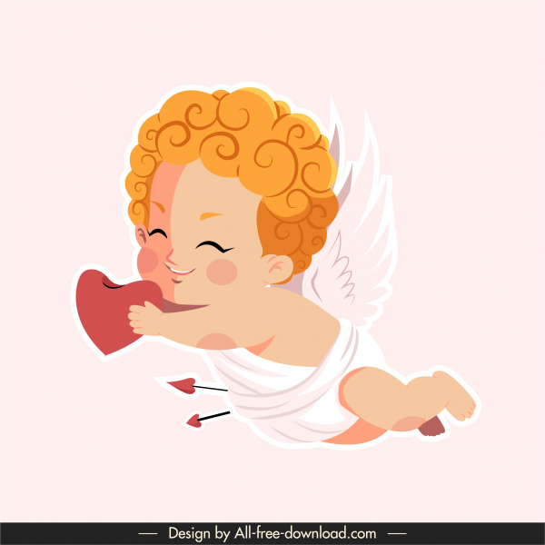 Liebe Symbol fliegen Cupid Skizze niedlichen Cartoon-Charakter