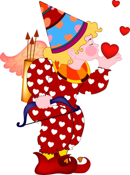 ilustração de amor de Cupido com corações e beijo