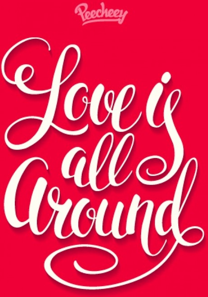 l’amour est tout autour affiche typographie rouge