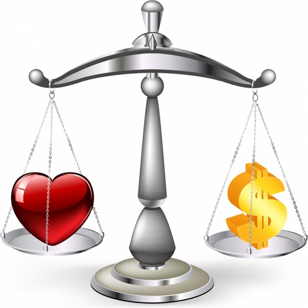 Geld oder Liebe Arbeit Leben Balance Waagen