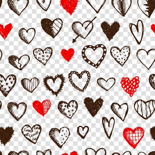 amor com corações padrões sem emenda vetor definido