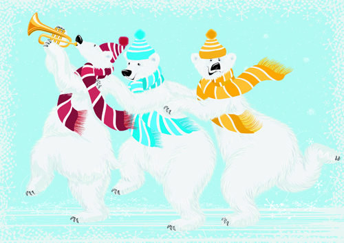 animales encantadores en diseño invierno vector set