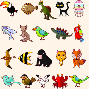 binatang indah kartun vector set