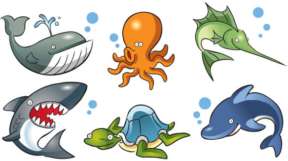 vector diseño encantador de animales marinos