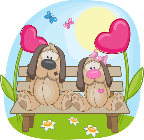 Lovers Lovely Animals Vector Set