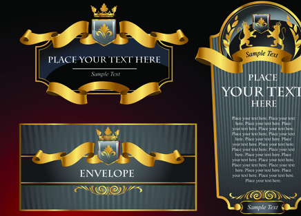 Luxurious Black And Gold Labels Vector