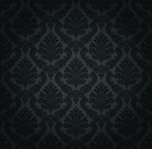 Luxurious Black Damask Patterns Vector