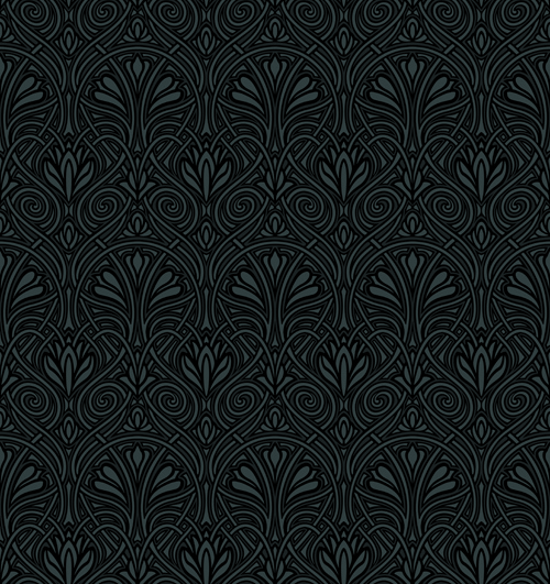 vector de lujo patrones de Damasco negro
