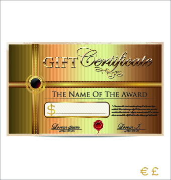 Роскошный подарочный сертификат Золотой шаблон вектор