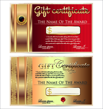 Certificado de regalo de lujo Golden plantilla vector