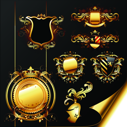 luxuriöse goldene heraldische mit Ornamenten Vektor