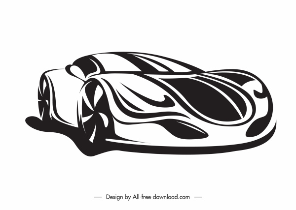 Luxus-Auto-Modus-Symbol schwarz weiß Silhouette Skizze