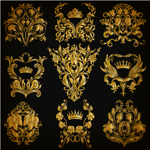 Luxus florale Ornamente golden Vektoren