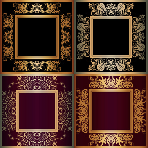 Luxury Gold Frame With Ornaments Floral Vector