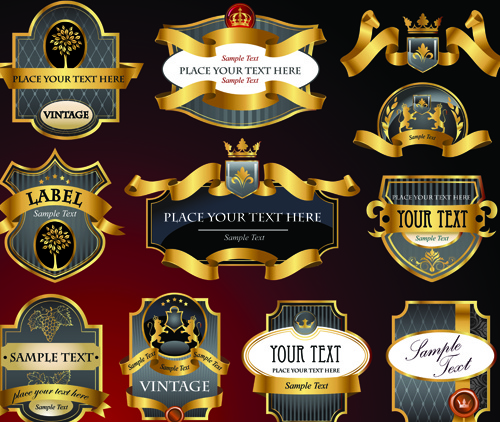 Luxury Of Black And Gold Labels Vector
