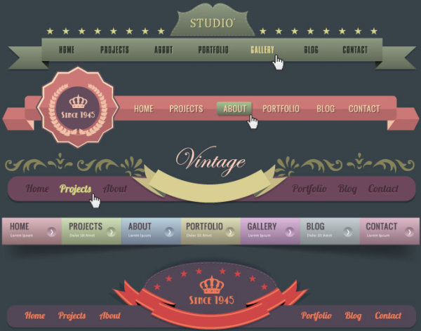 sang trọng của vintage website danh mục vector