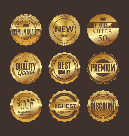 Etiquetas de calidad oro premium de lujo