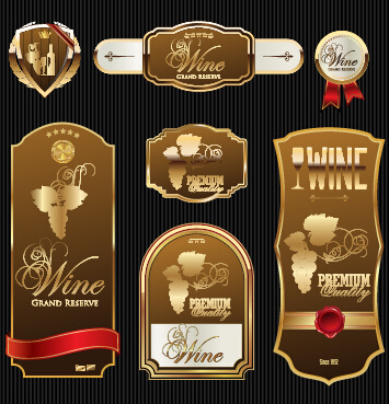 Luxury Wine Labels With Sticker Vector Graphics