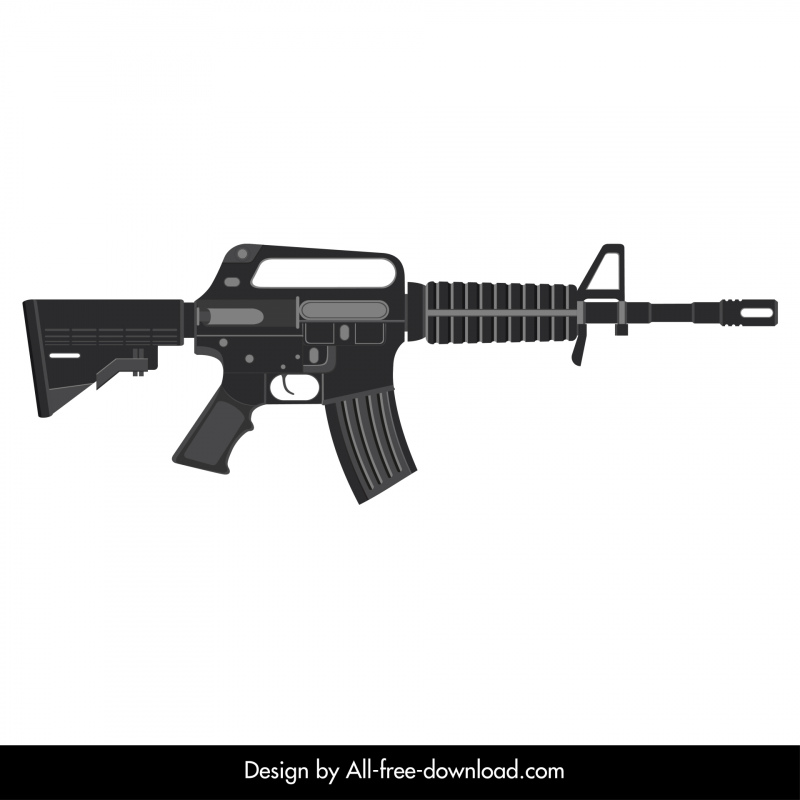 m16 rifle ícone moderno esboço preto plano