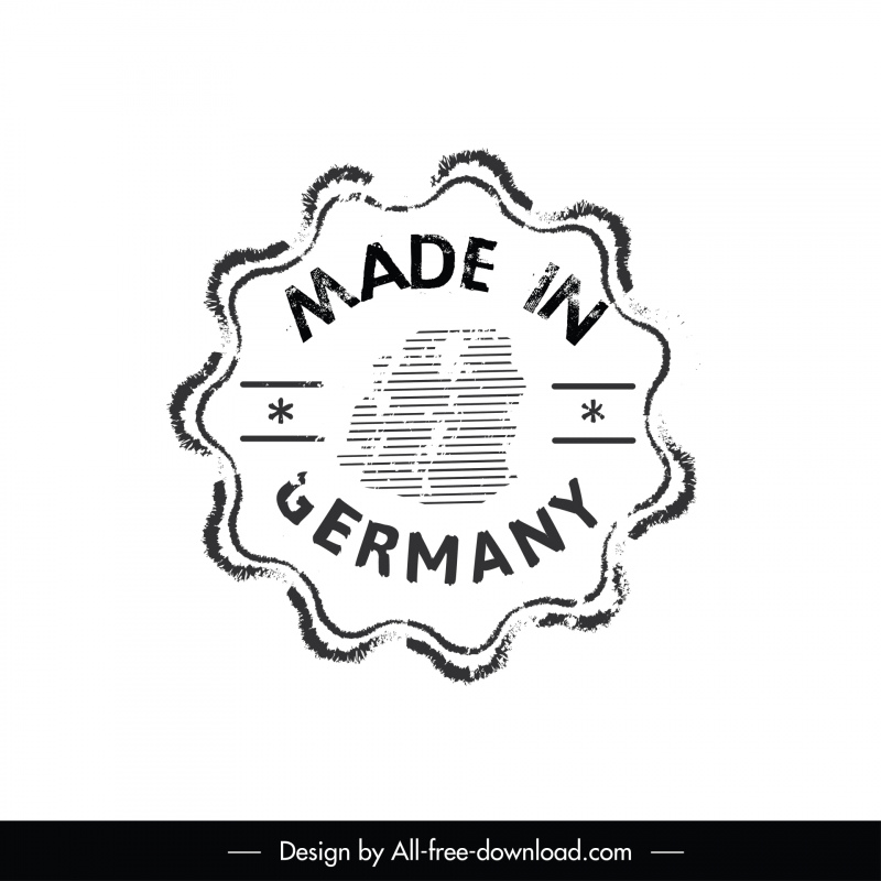 Made In Germany Stamp Flat Retro Sketch