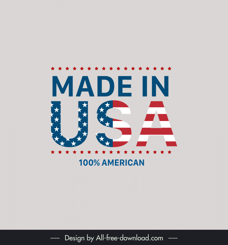 미국에서 만든 100 미국 기호 템플릿 플래그 텍스트 별 장식