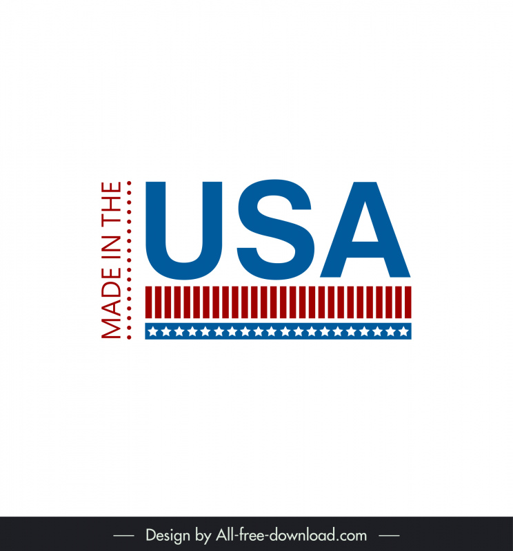 Made In The Usa Logo Sign Modern Flat Texts Stars Decor
