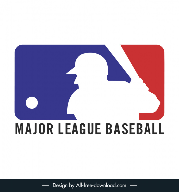 Modèle de logo de la ligue majeure de baseball croquis de joueur de silhouette plate