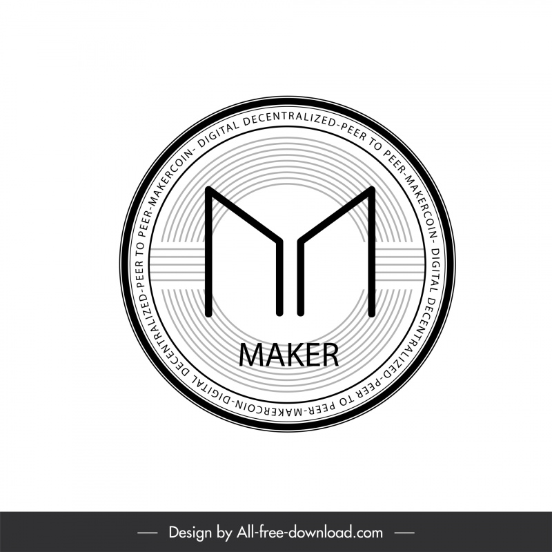 Icono de signo de monedas de fabricante Blanco negro contorno de texto simétrico
