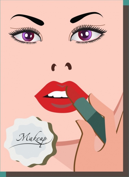 Make-up Banner Frau Gesicht skizzieren Lippenstift-Symbol