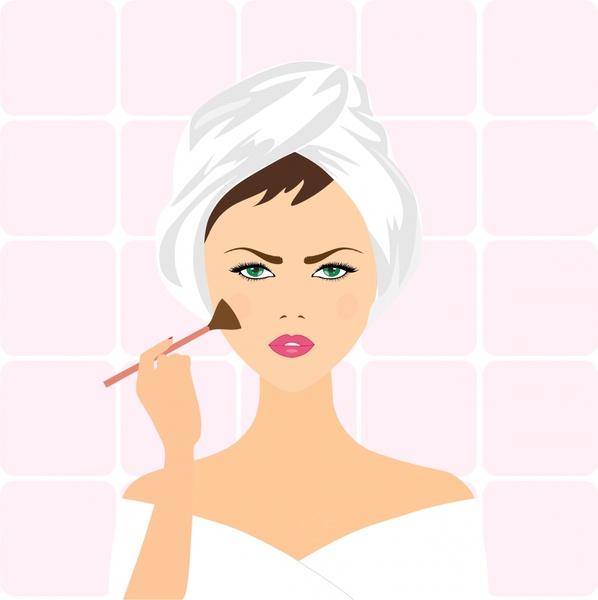 Makeup wanita realistis vektor ilustrasi