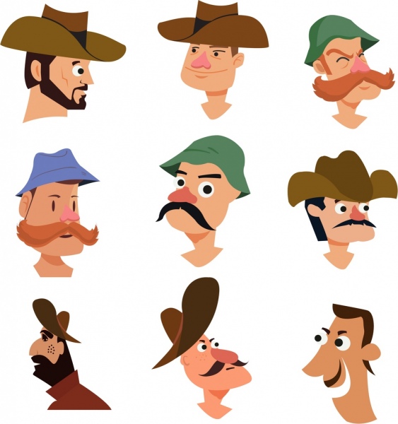 collezione vintage personaggio dei cartoni animati avatar maschili di colore