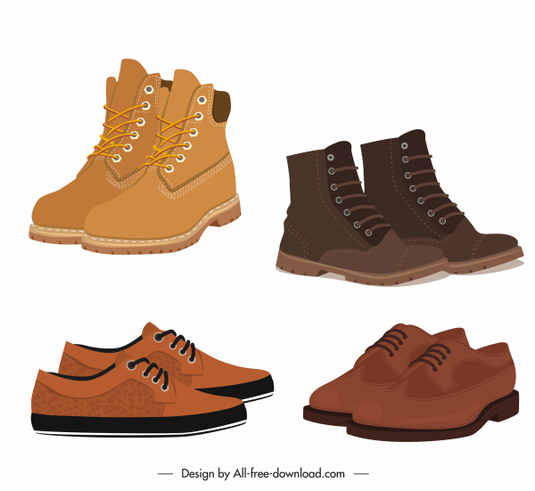 Icônes de chaussures de mode masculine décor en cuir marron élégant